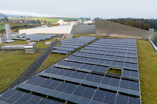 Westside Bern and its large-scale solar installation, set within the landscape west of the city.